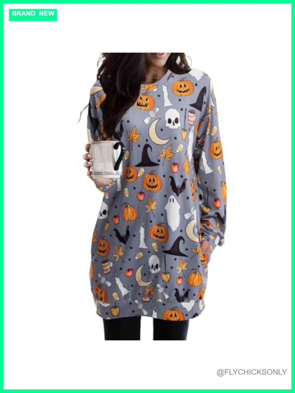 Womens Halloween Pumpkin Black Cat Sweatshirt Long Sleeve Crewneck Pullover
